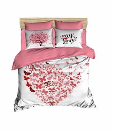 L'essentiel linge de maison Juego de Funda de Edredón Individual 160x220cm, 160x240cm, 50x70cm (2 Piezas) - Microsatén y Algodón 100%, Estampado 3D Blanco y Rosa